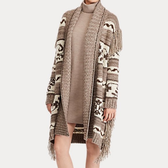 🆕 Polo Ralph Lauren Cashmere Wool Blend Southwest Cardigan Sweater Open Front. - Picture 2 of 11